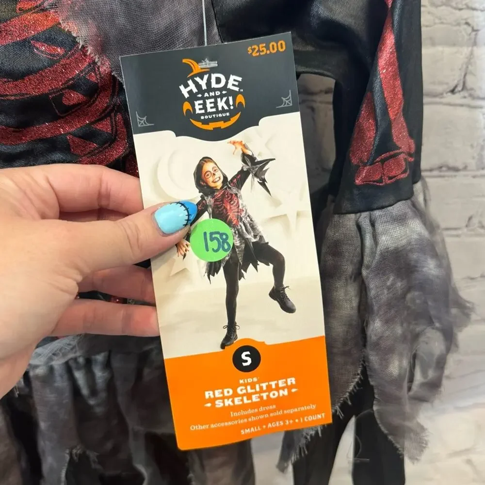 Target Hyde & EEK Red Glitter Skeleton Girls’ Halloween Costume